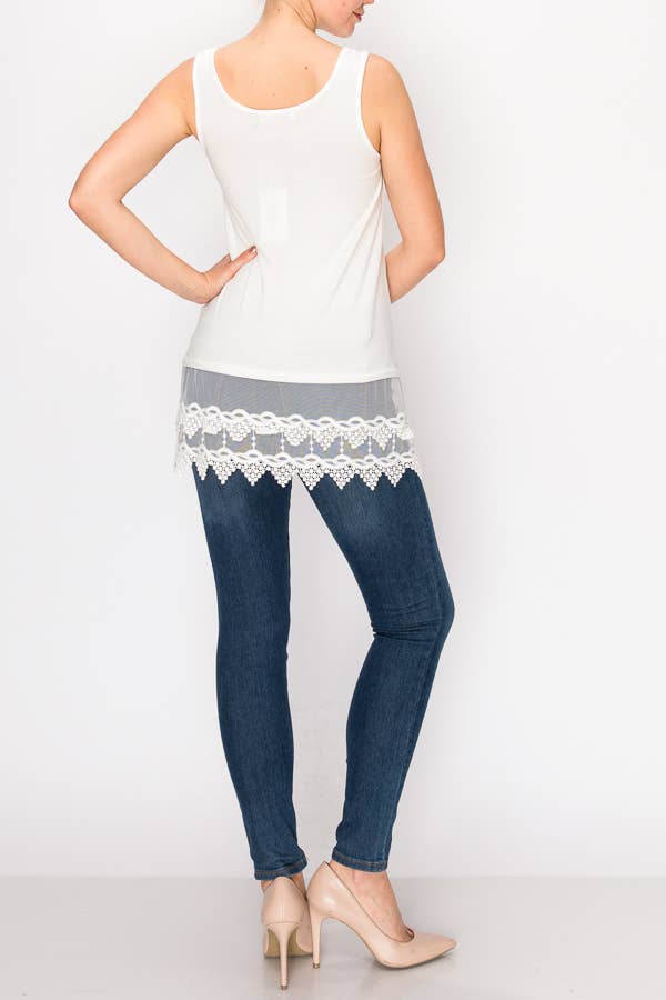 Ivory Lace Hem Tank