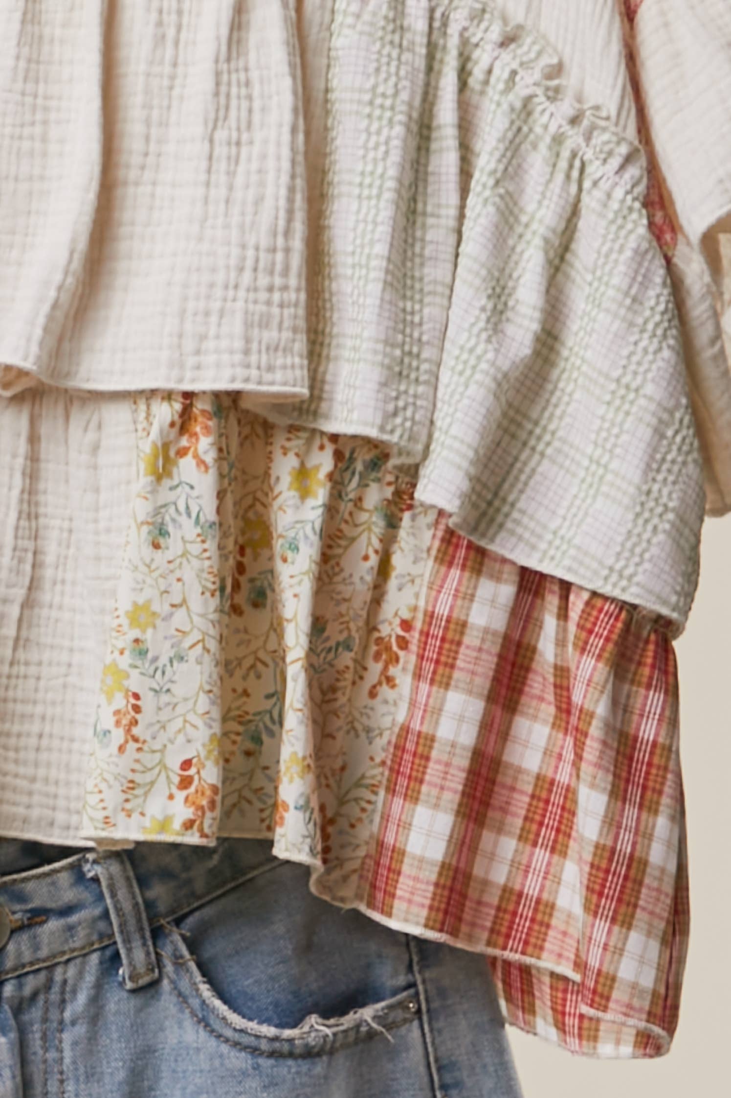 Allie Patchwork Ruffle Top