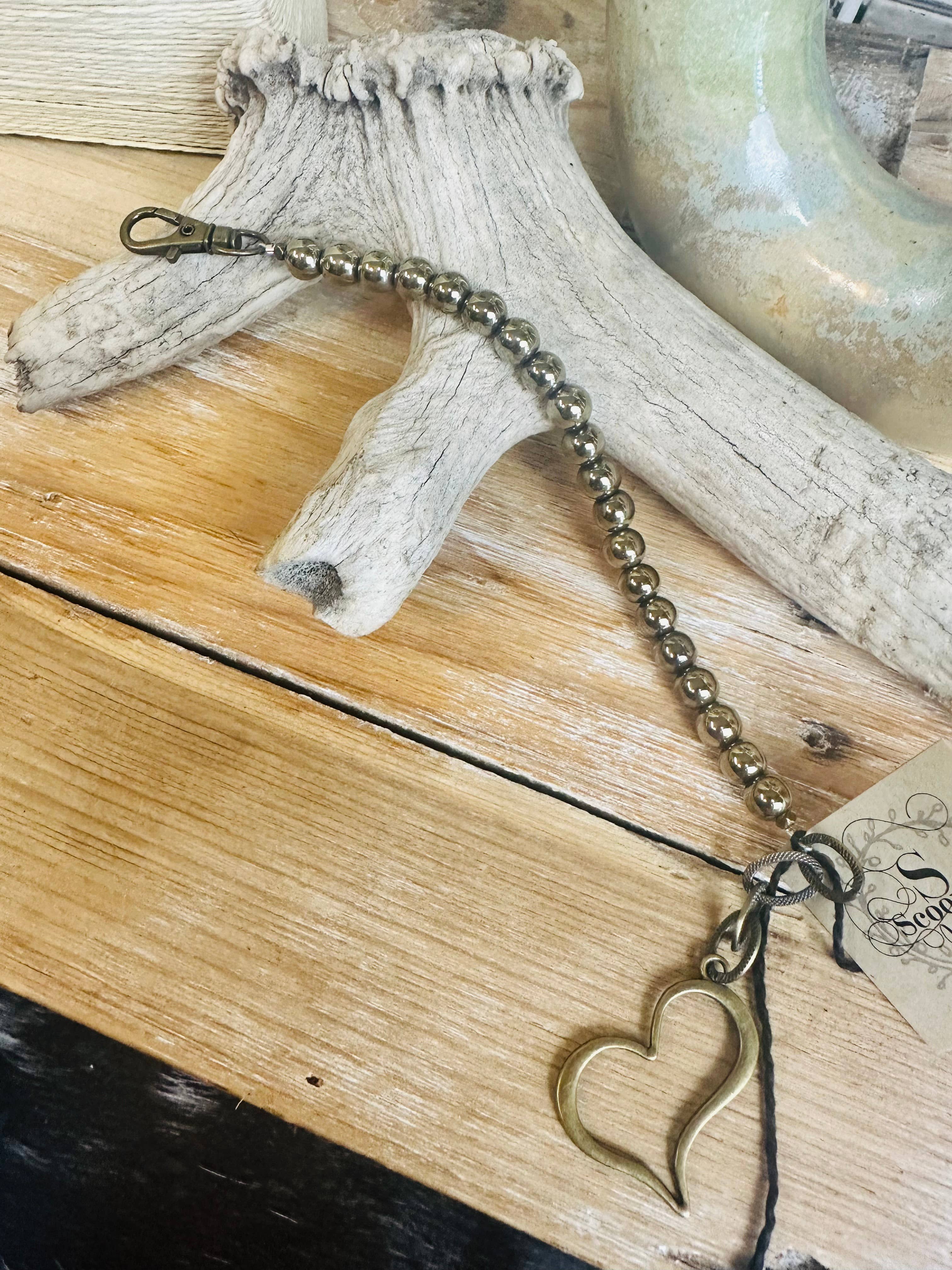 Pewter Metallic Beaded Bracelet