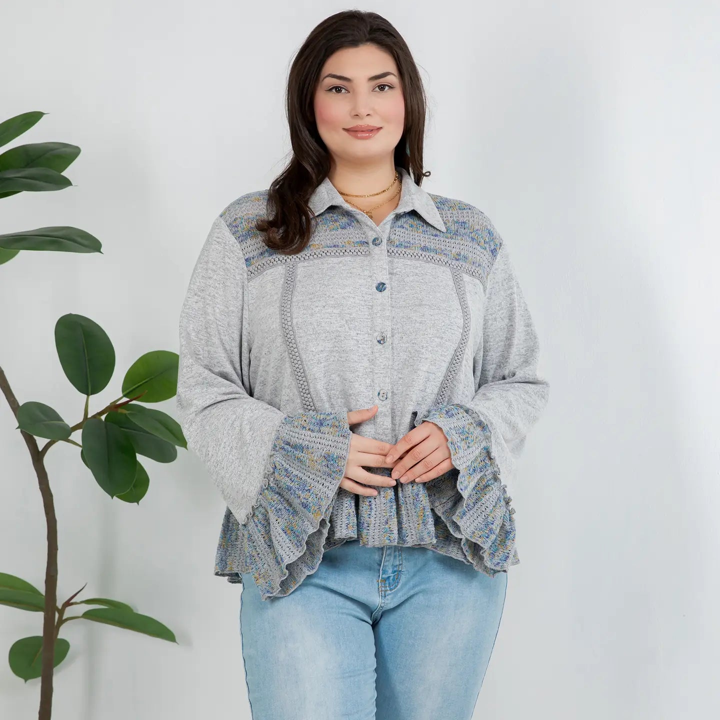 Crochet Frill Knit Boho Jacket