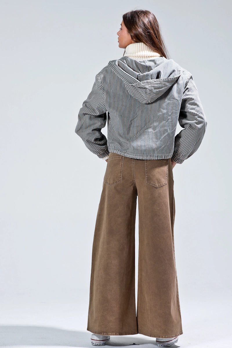 Back view highlighting the hood and relaxed fit