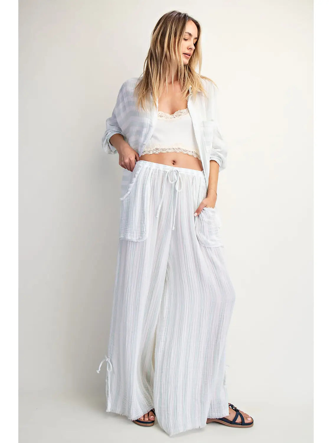 The Coastal Wide Leg Gauze Pants