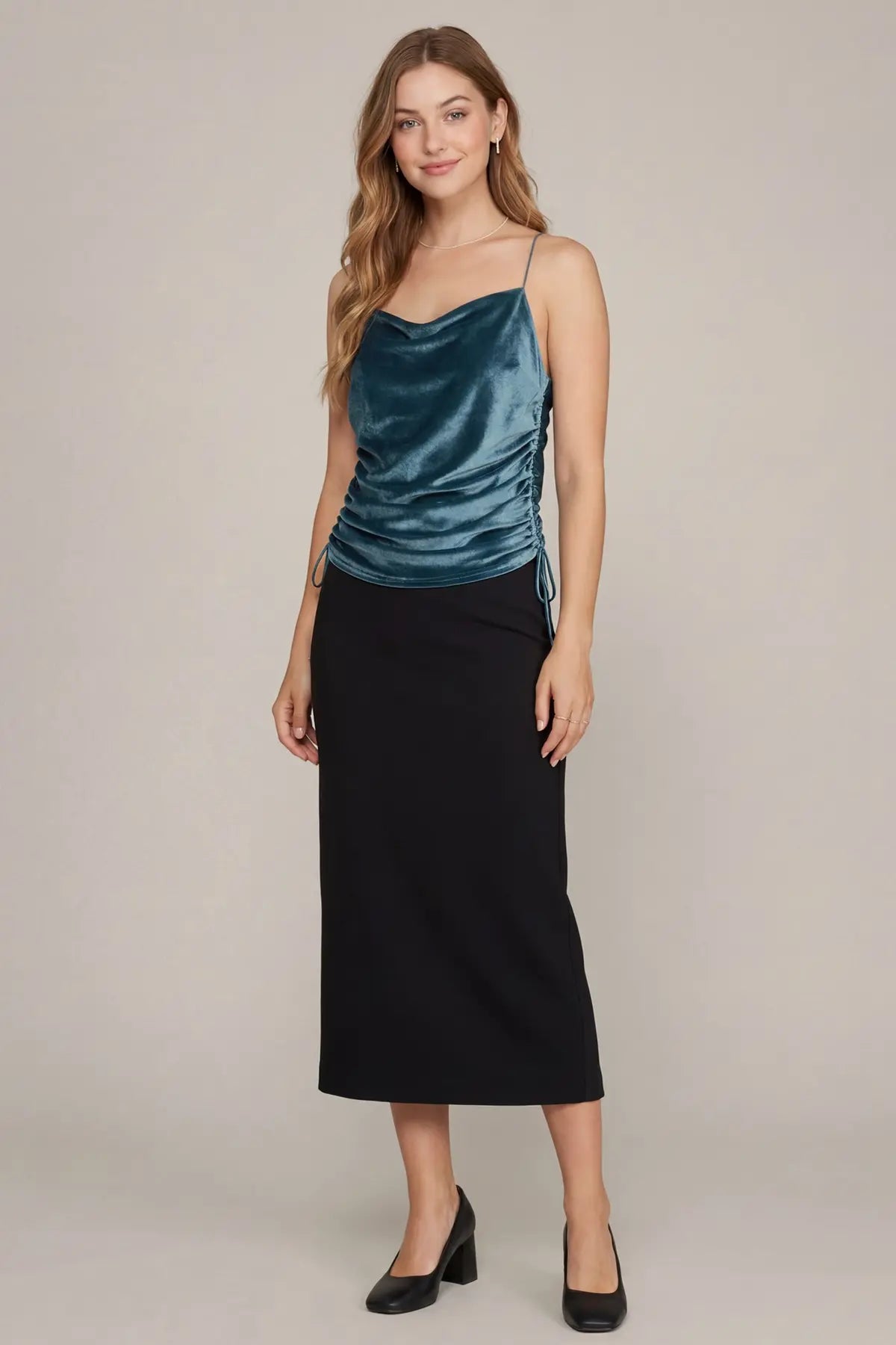 Velvet Cowl Neck Cami