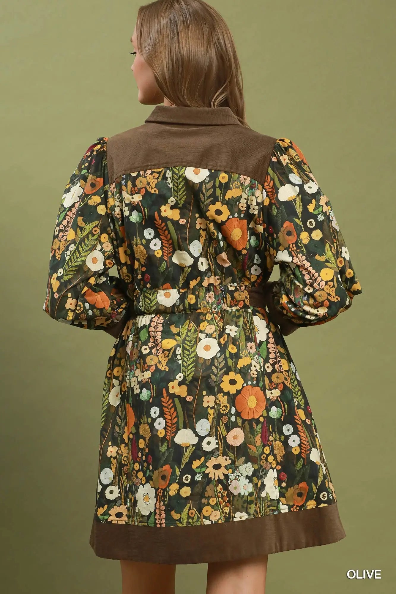 Into the Garden Collared Mini Dress Olive
