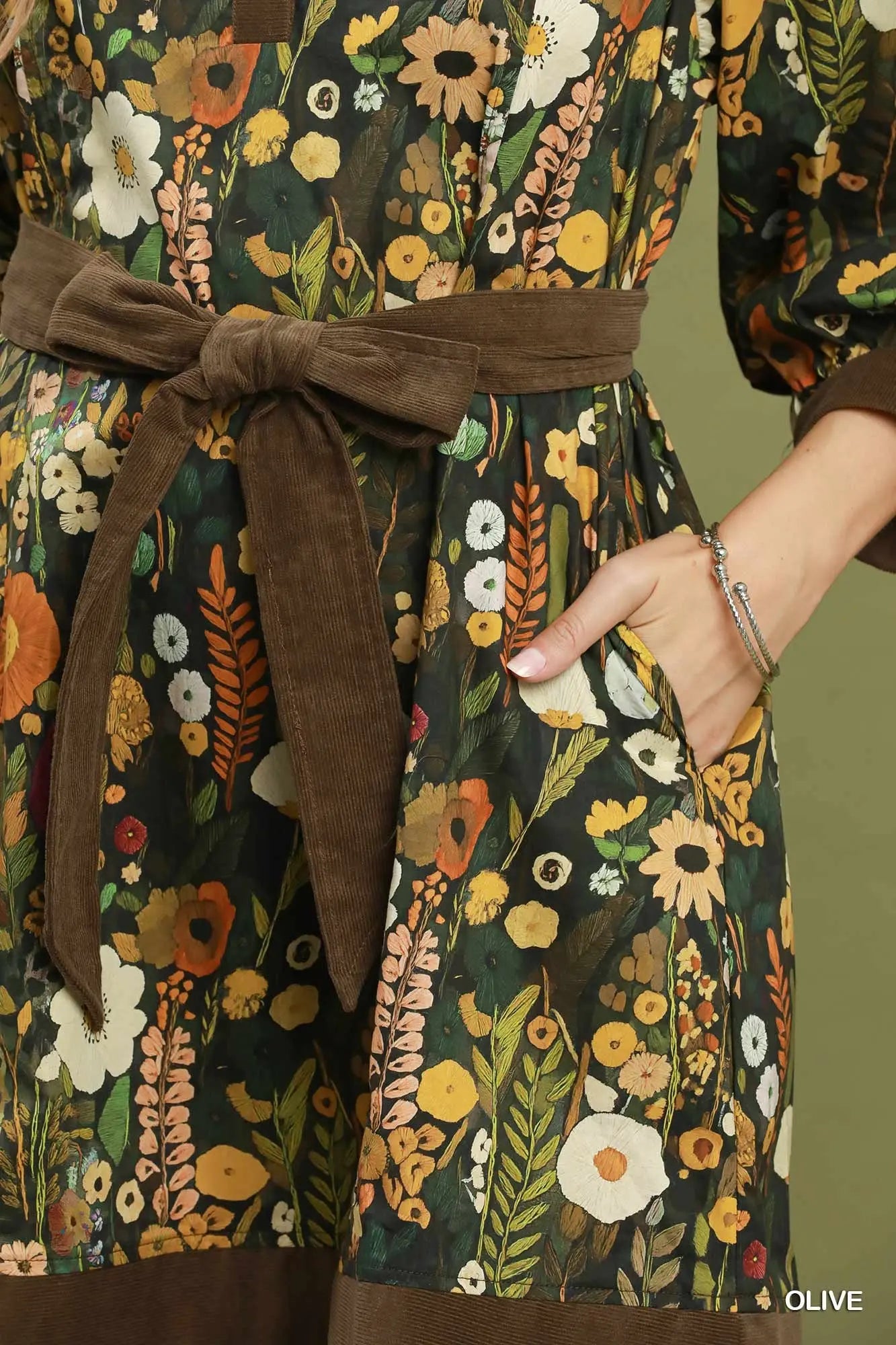 Into the Garden Collared Mini Dress Olive