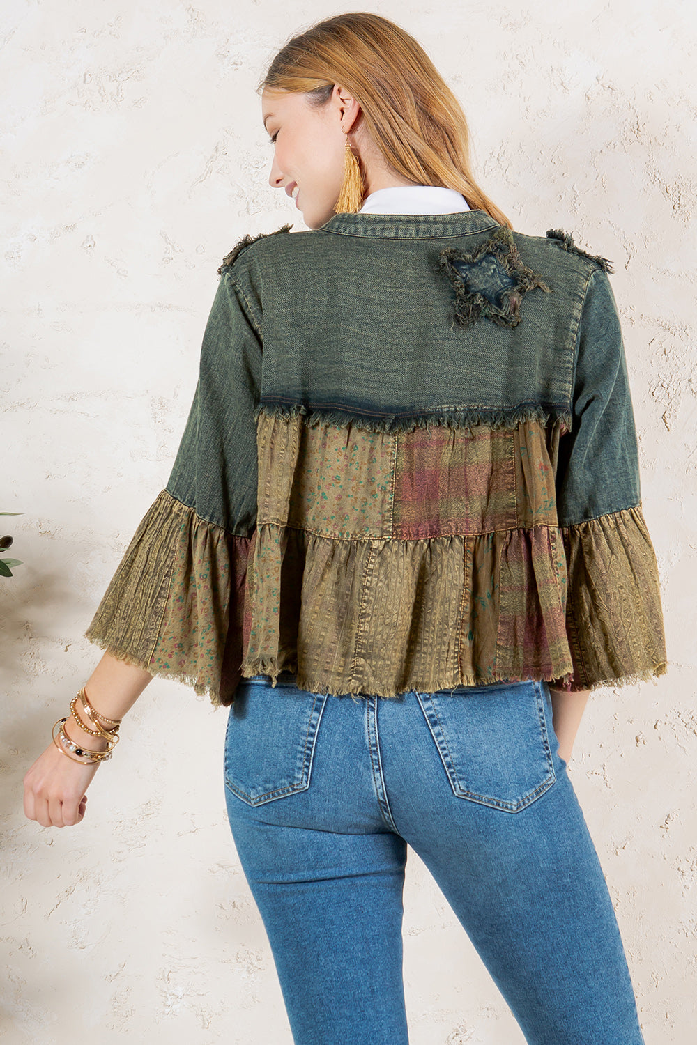 Vintage Floral Patchwork Cropped Shrug