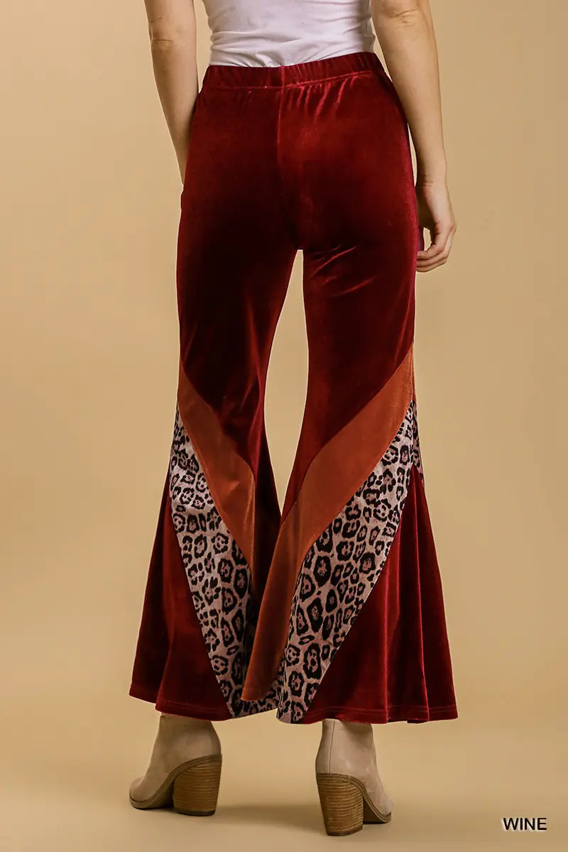 Animal Print Velvet Wide-Leg Flare Pant